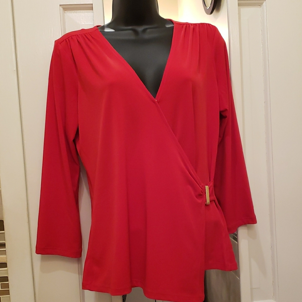 Elegant Red Women's Wrap Top